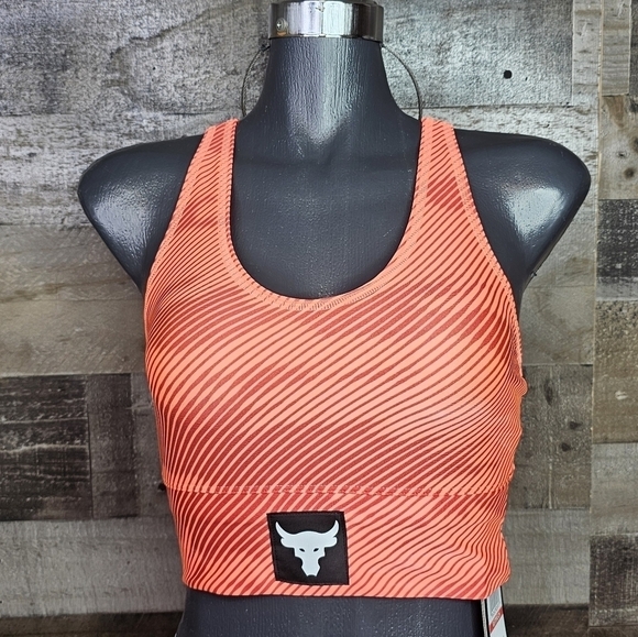 New Under Armour Project Rock HeatGeat Sports Bra Tangerine - XSmall - Picture 5 of 10